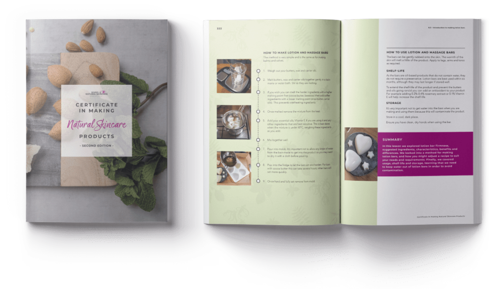 Natural skincare guidebook open to recipe page